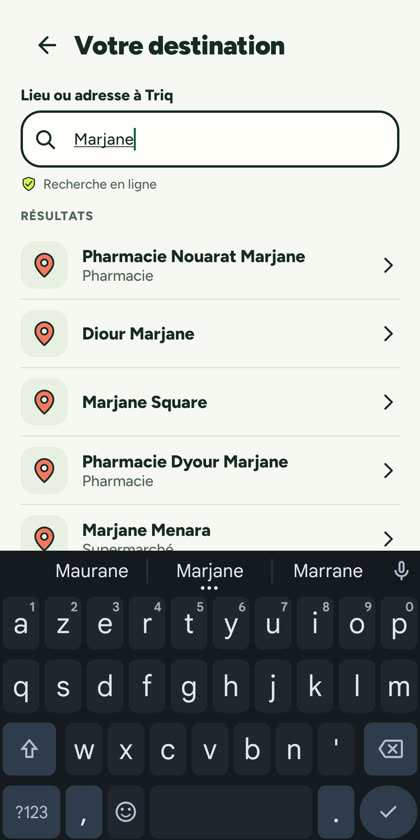 Capture de l'application Triq